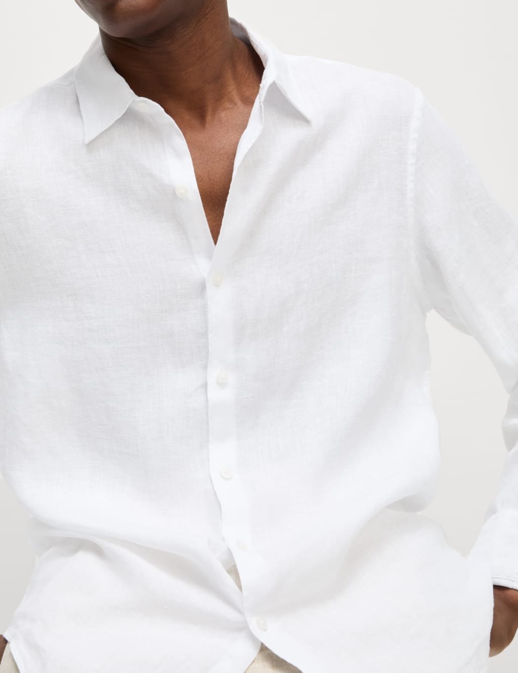 Marks & Spencer M&S Regular Fit Pure Linen Shirt White - 4