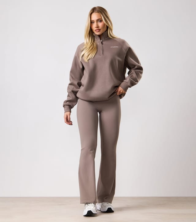 Gym King Women's Light BrownQuarter Zip Sweatshirt Gym King New Look - 2