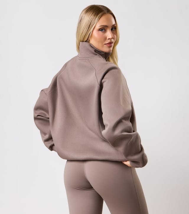 Gym King Women's Light BrownQuarter Zip Sweatshirt Gym King New Look - 3