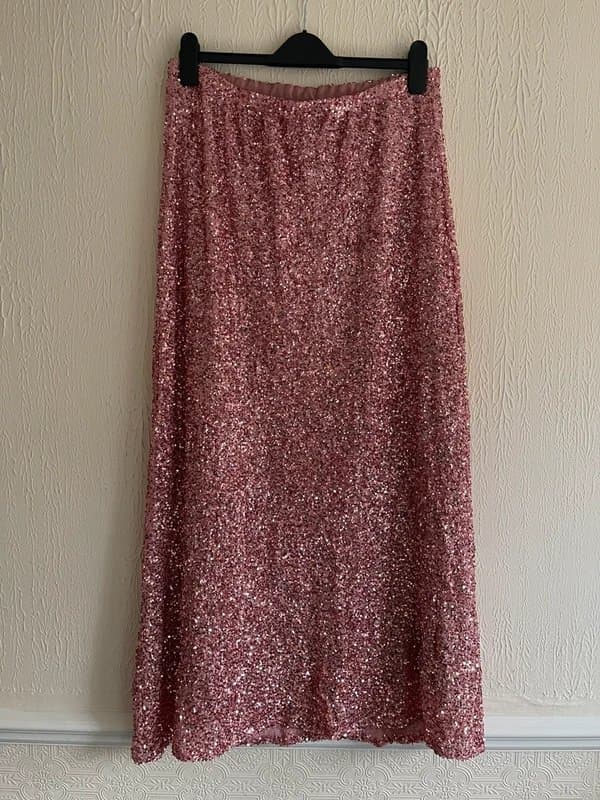 Never Fully Dressed Never fully dressed Pink sequin Dorris skirt size UK 16