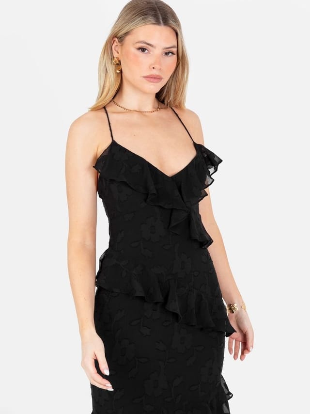 Anaya with Love Anaya with Love Women's Floral Burnout Cami Maxi Dress in Black - 2