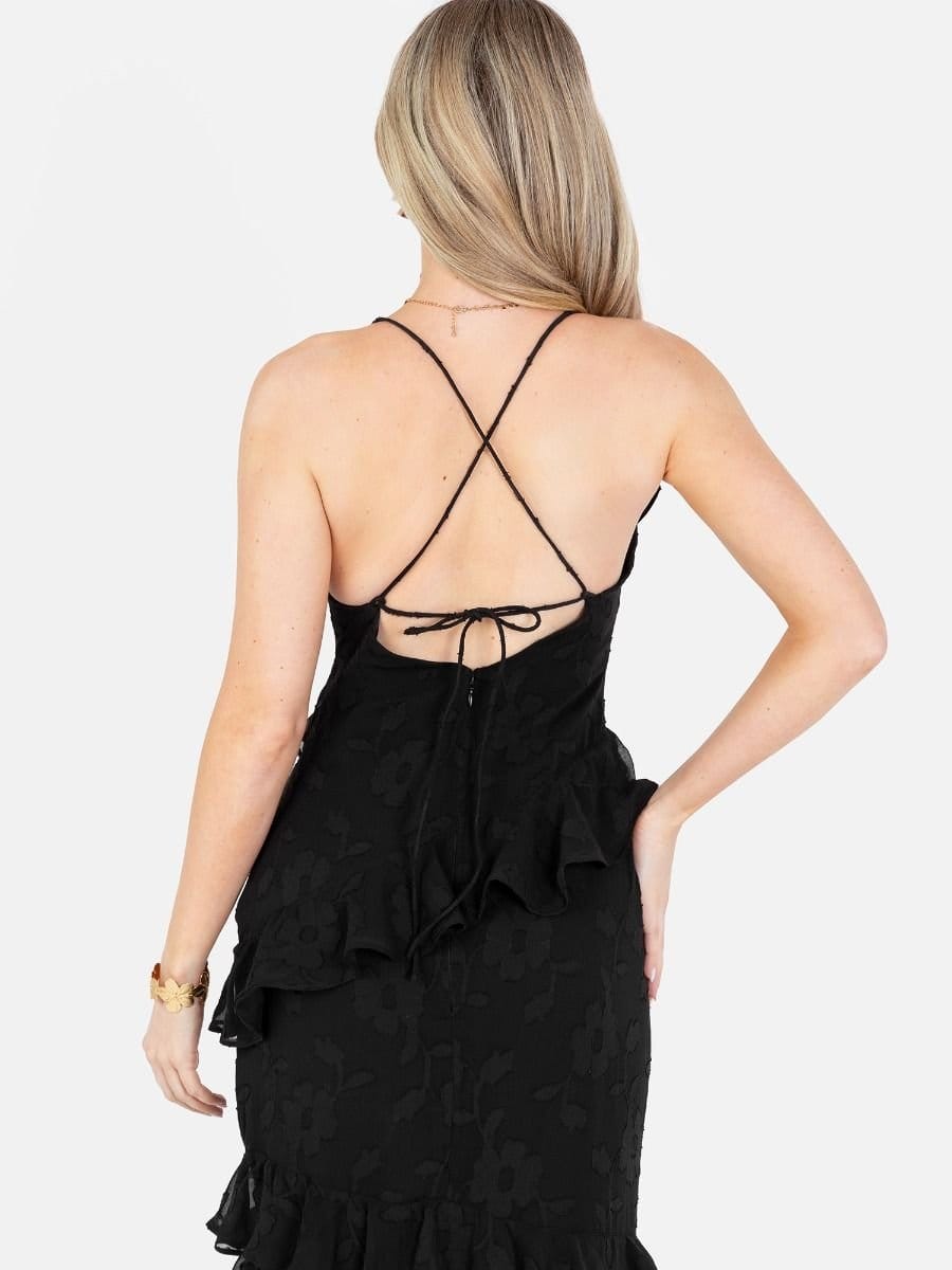 Anaya with Love Anaya with Love Women's Floral Burnout Cami Maxi Dress in Black - 4