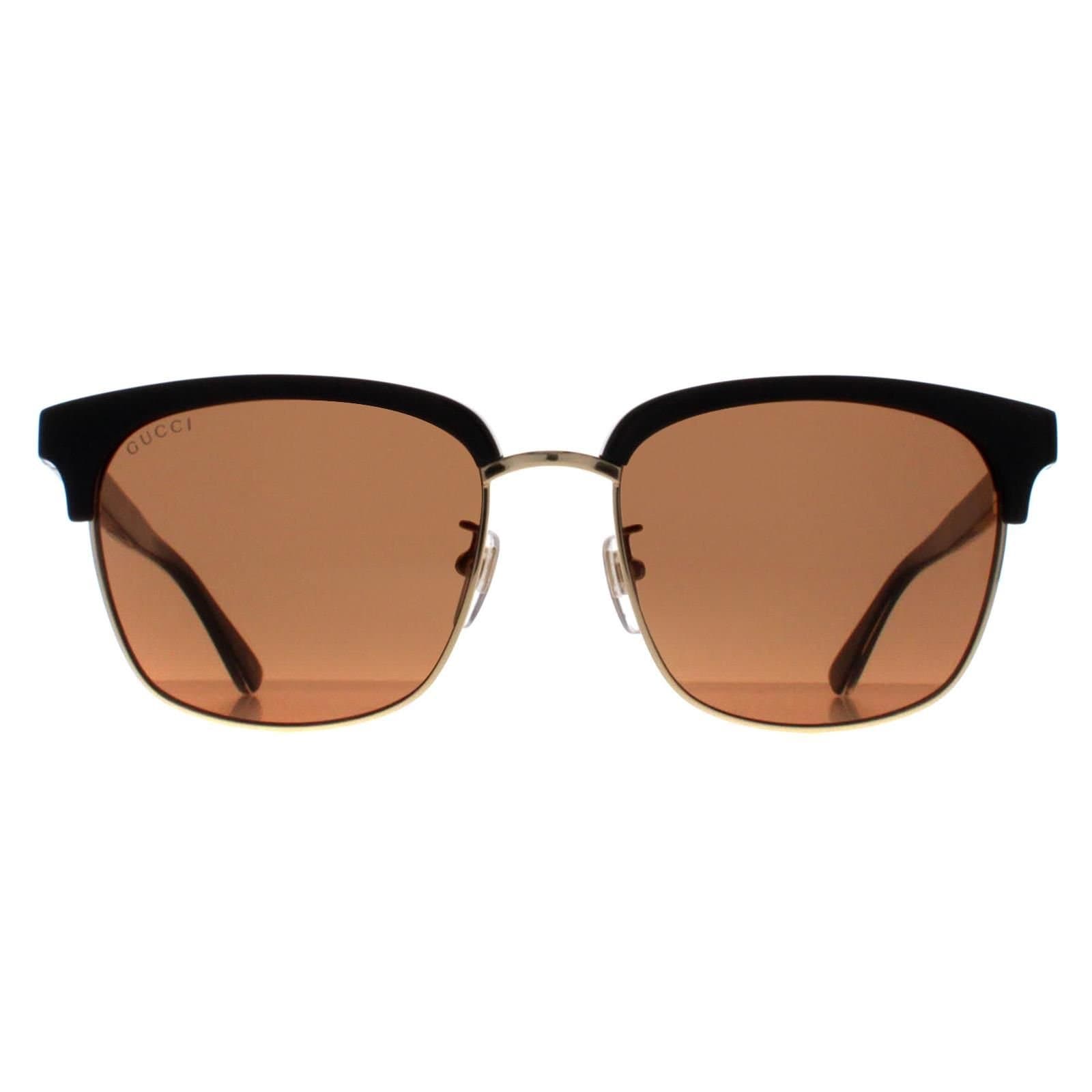 Gucci Gucci Men's Square Black & Gold Brown GG0382S