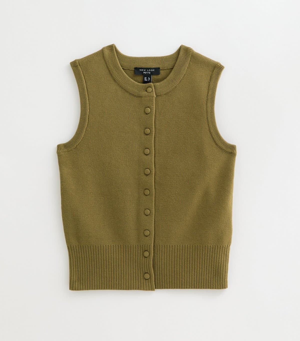 New Look Women's Petite Light Khaki Compact Sleeveless Covered Button Waistcoat New Look