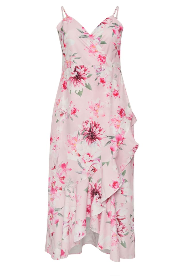 Yours Yours Women's Ruffle Wrap Dress in Pink - 2