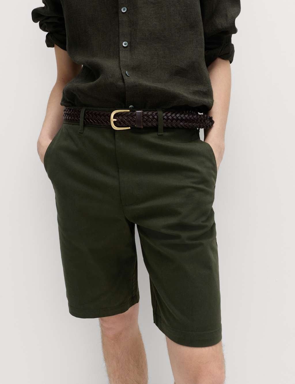 M&S Dark Khaki Loose Fit Stretch Chino Shorts