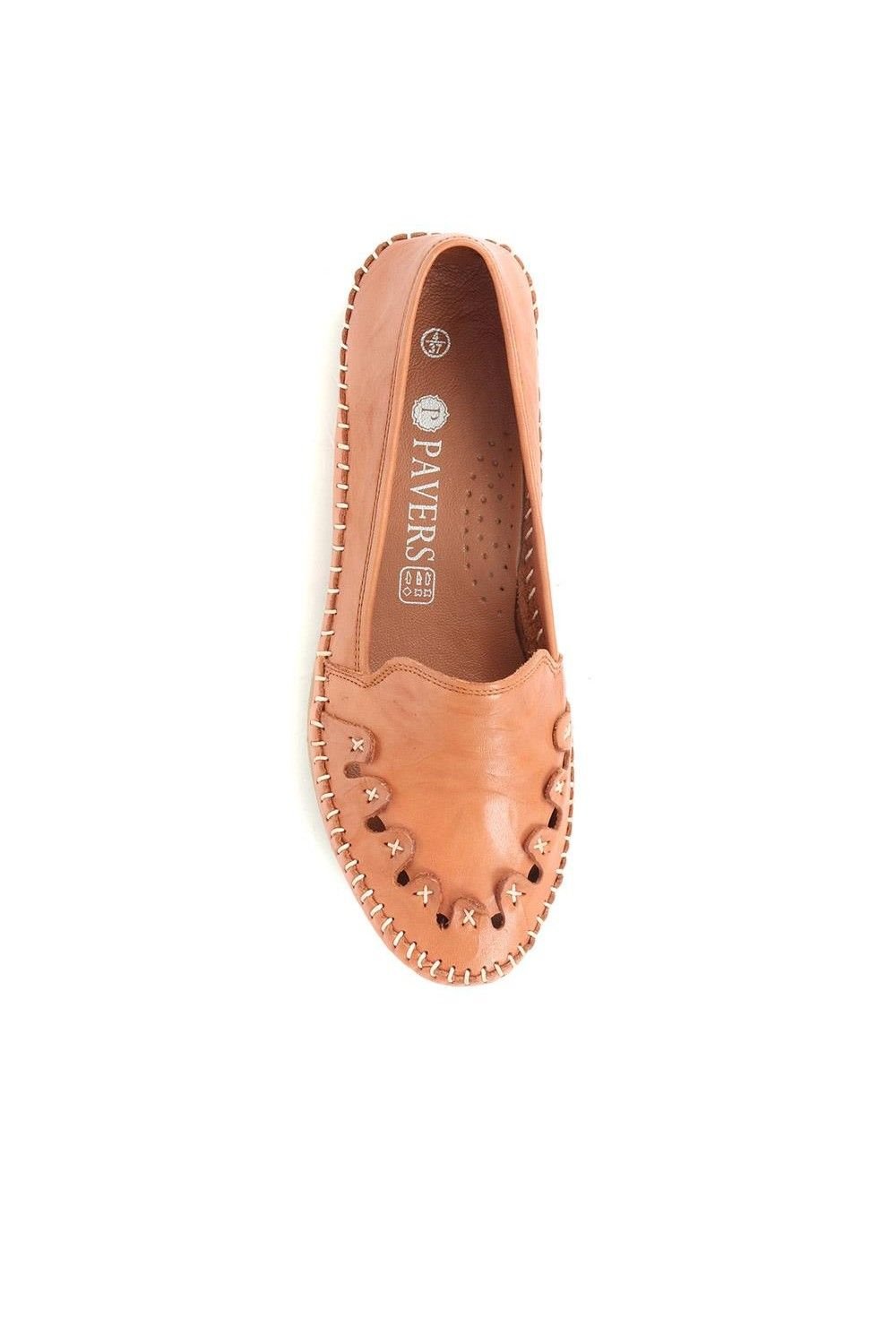 Pavers Pavers Women's Leather Slip-On Pumps in Tan - 4