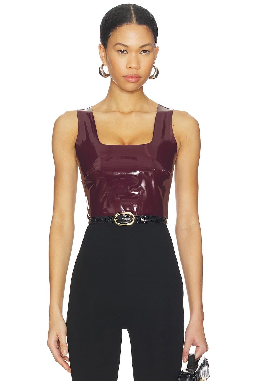revolve Faux Patent Leather Crop Top