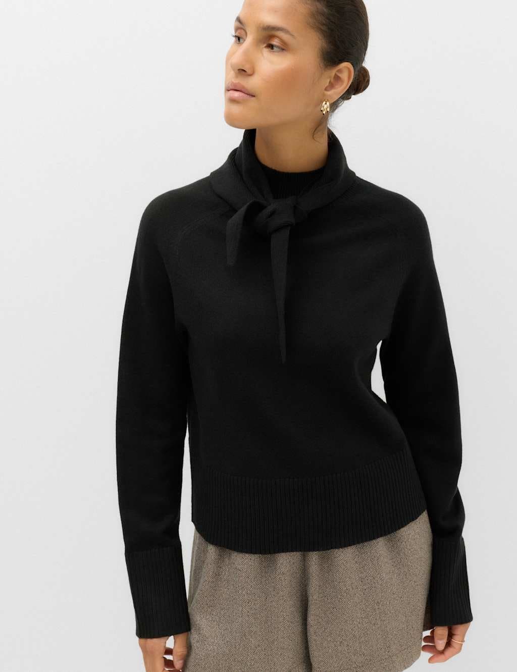 Marks & Spencer M&S Air-Yarn Tie High Neck Jumper Black