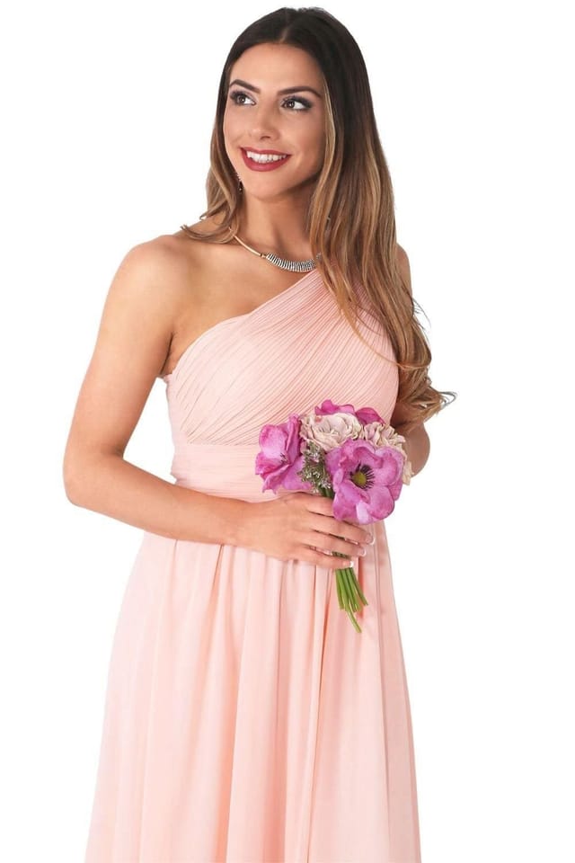 KRISP KRISP Women's One Shoulder Evening Maxi Dress in Pink - 2