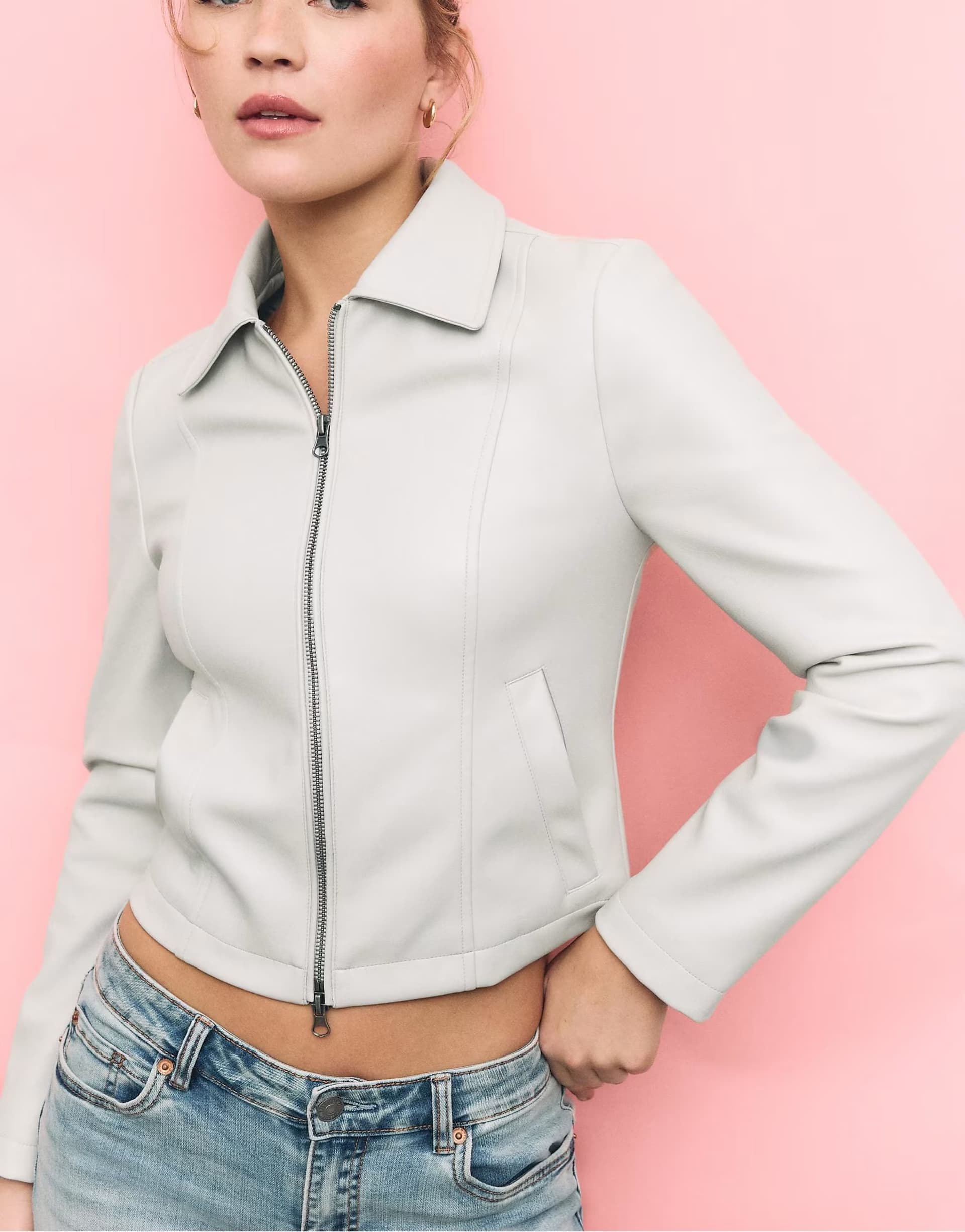 ASOS ASOS Ecru Leather Effect Jacket