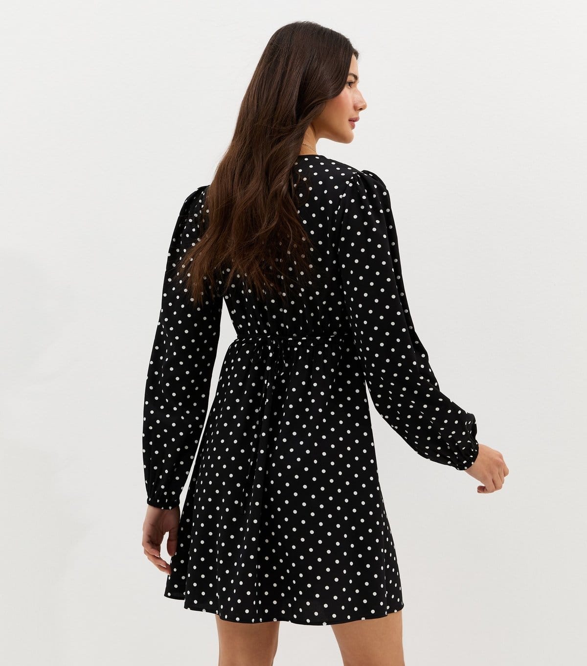 New Look Women's Black Polka Dot Frilly Trim Mini Dress New Look - 4