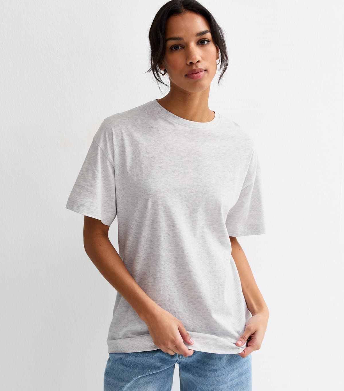 New Look New Look Light Grey Oversized Crew Neck T-Shirt