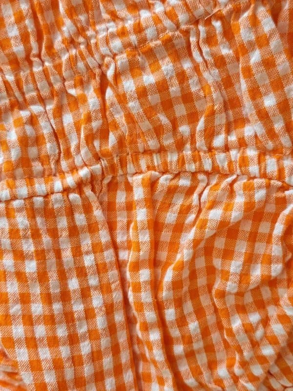 Primark Primark Orange Gingham Puff Sleeve Crop Top UK 10 Cottagecore Summer