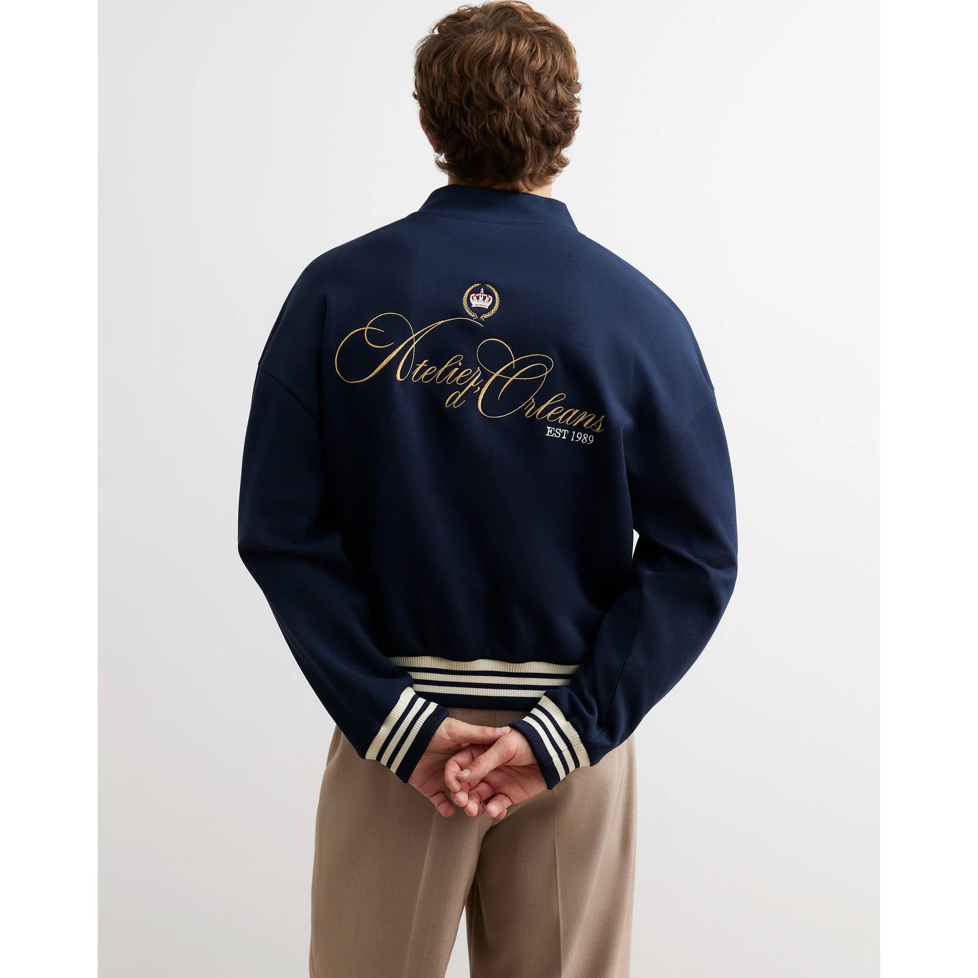 River Island Mens River Island Navy Oversized Fit Crest Bomber Jacket