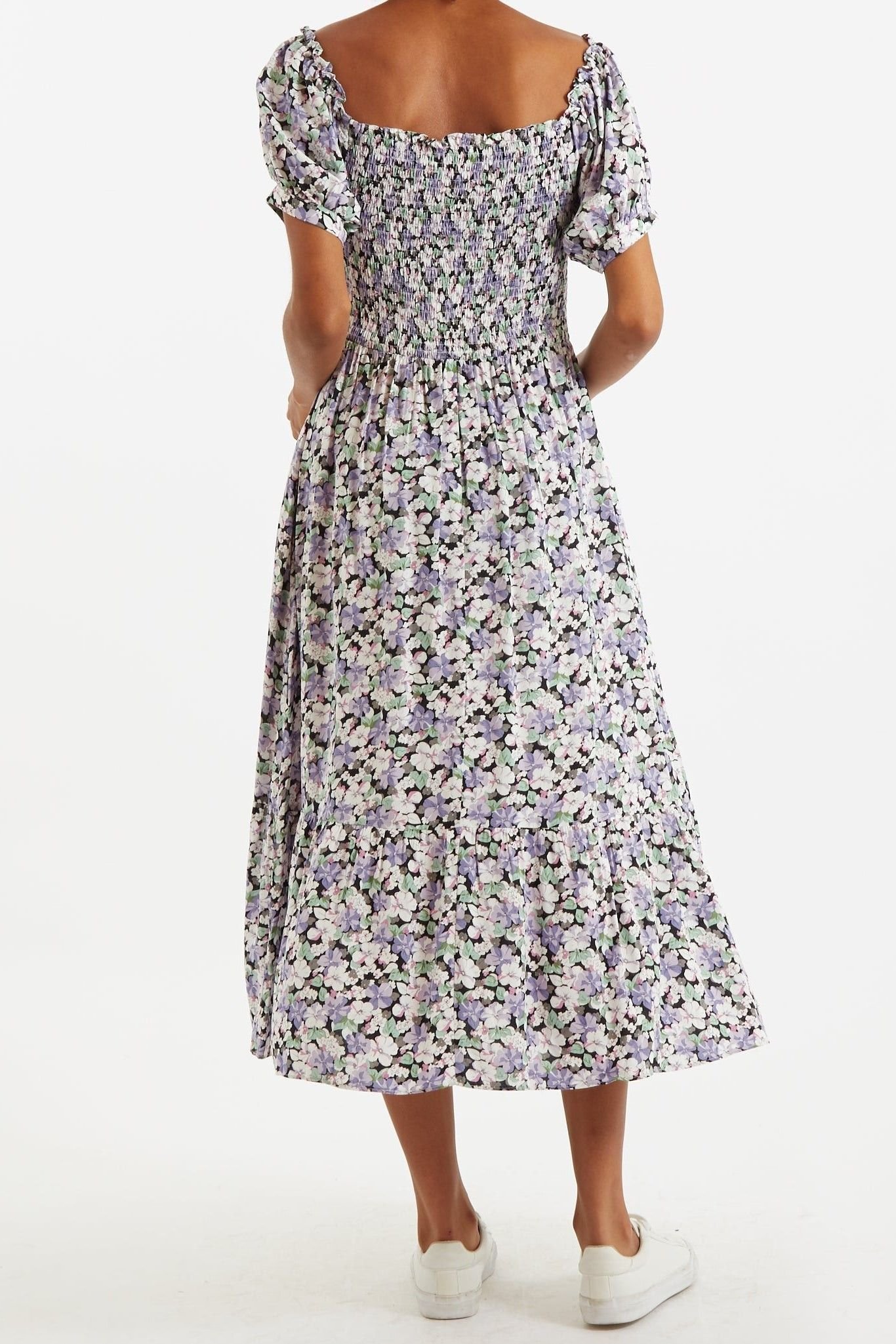 Louche Louche Women's Babette Liseron Shirred Bodice Midi Dress in Purple - 2