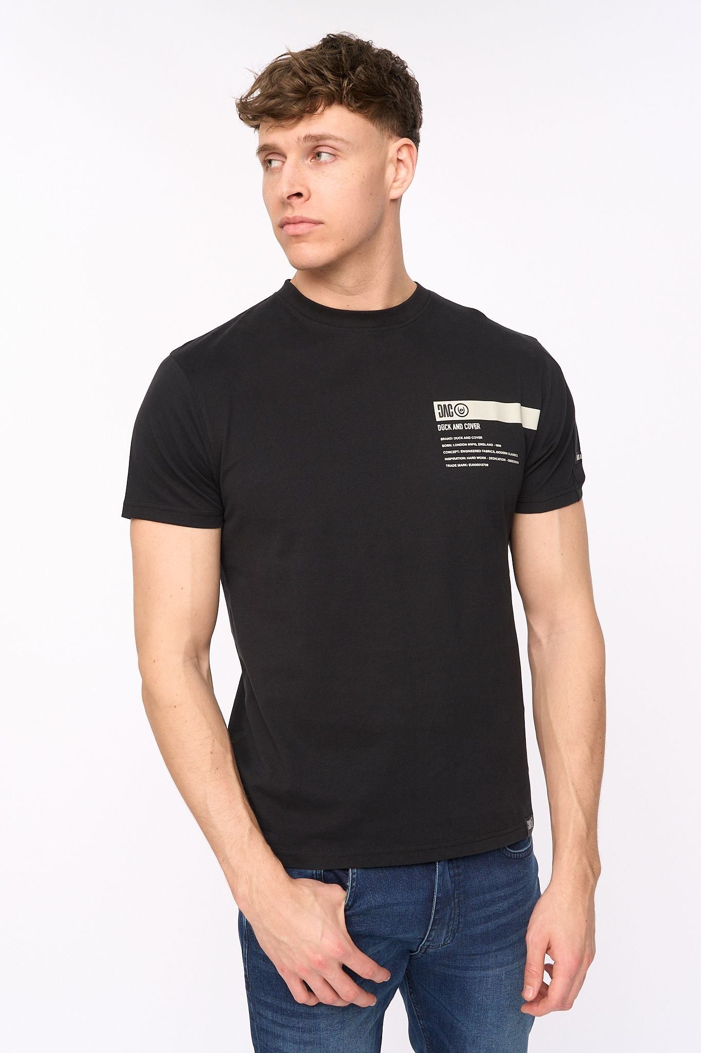 Duck and Cover Duck and Cover Men's Tatick Premium T-Shirt with Raised Chest Graphic in Black - 2