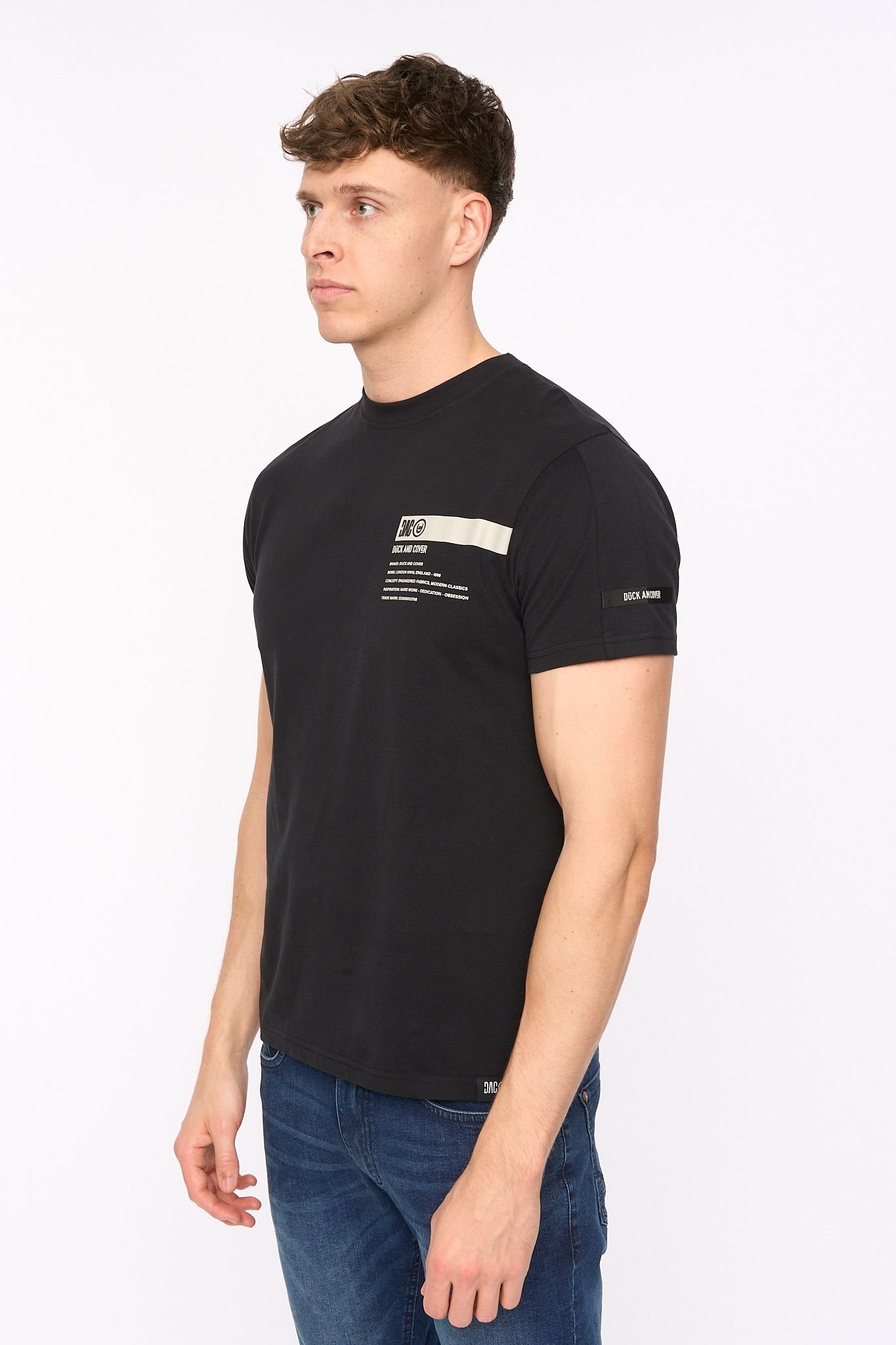 Duck and Cover Duck and Cover Men's Tatick Premium T-Shirt with Raised Chest Graphic in Black - 3