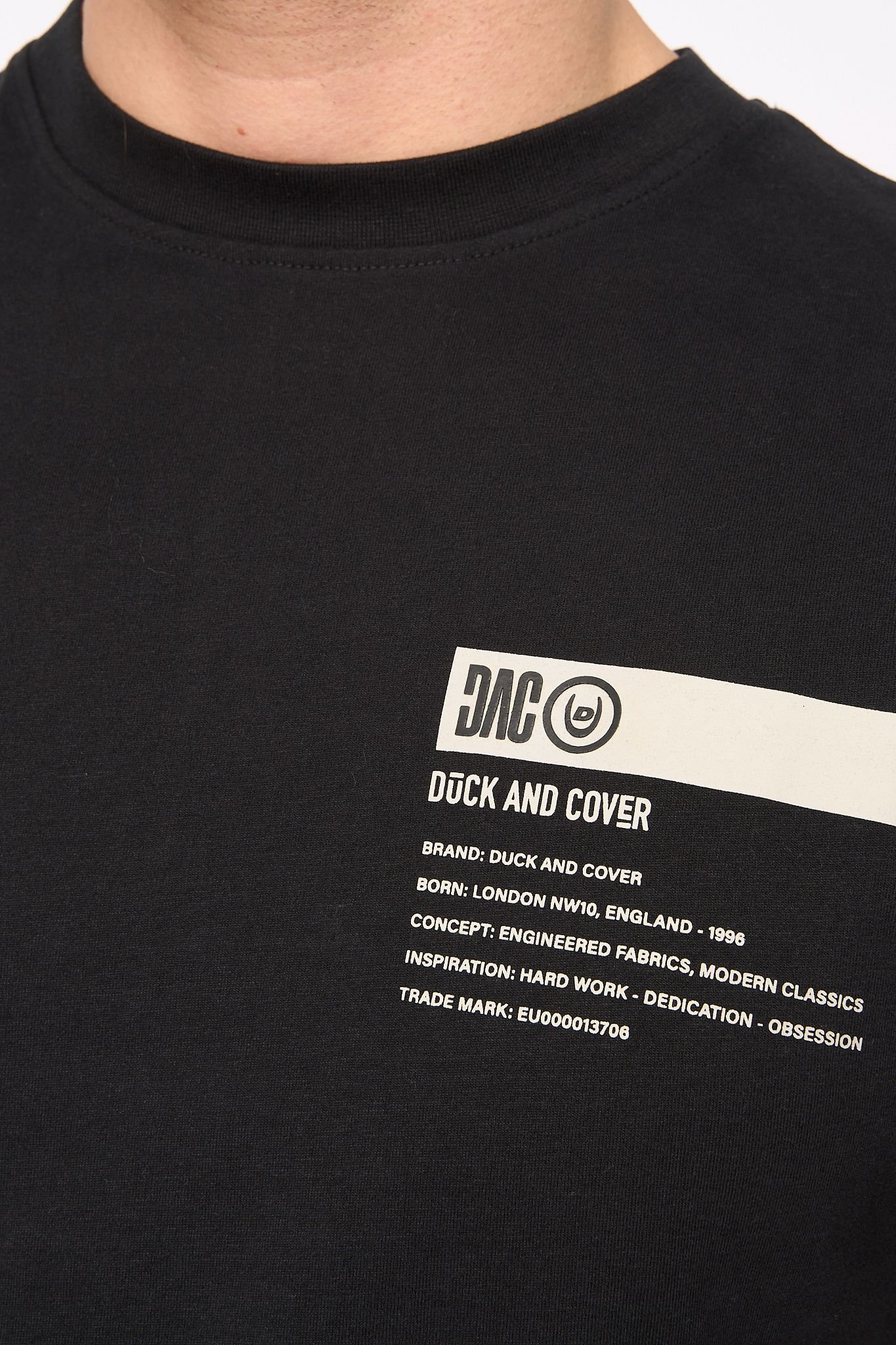 Duck and Cover Duck and Cover Men's Tatick Premium T-Shirt with Raised Chest Graphic in Black - 4