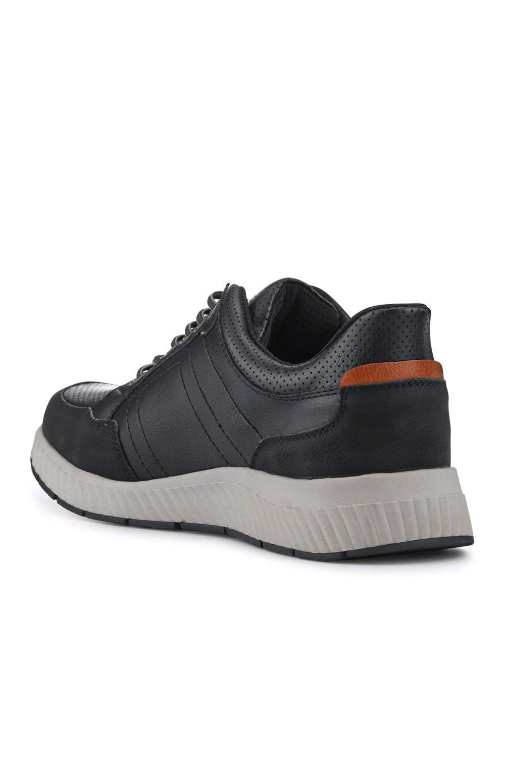 Pavers Pavers Men's Easy Step In Wide Fit Bungee Laced Shoes in Black - 3