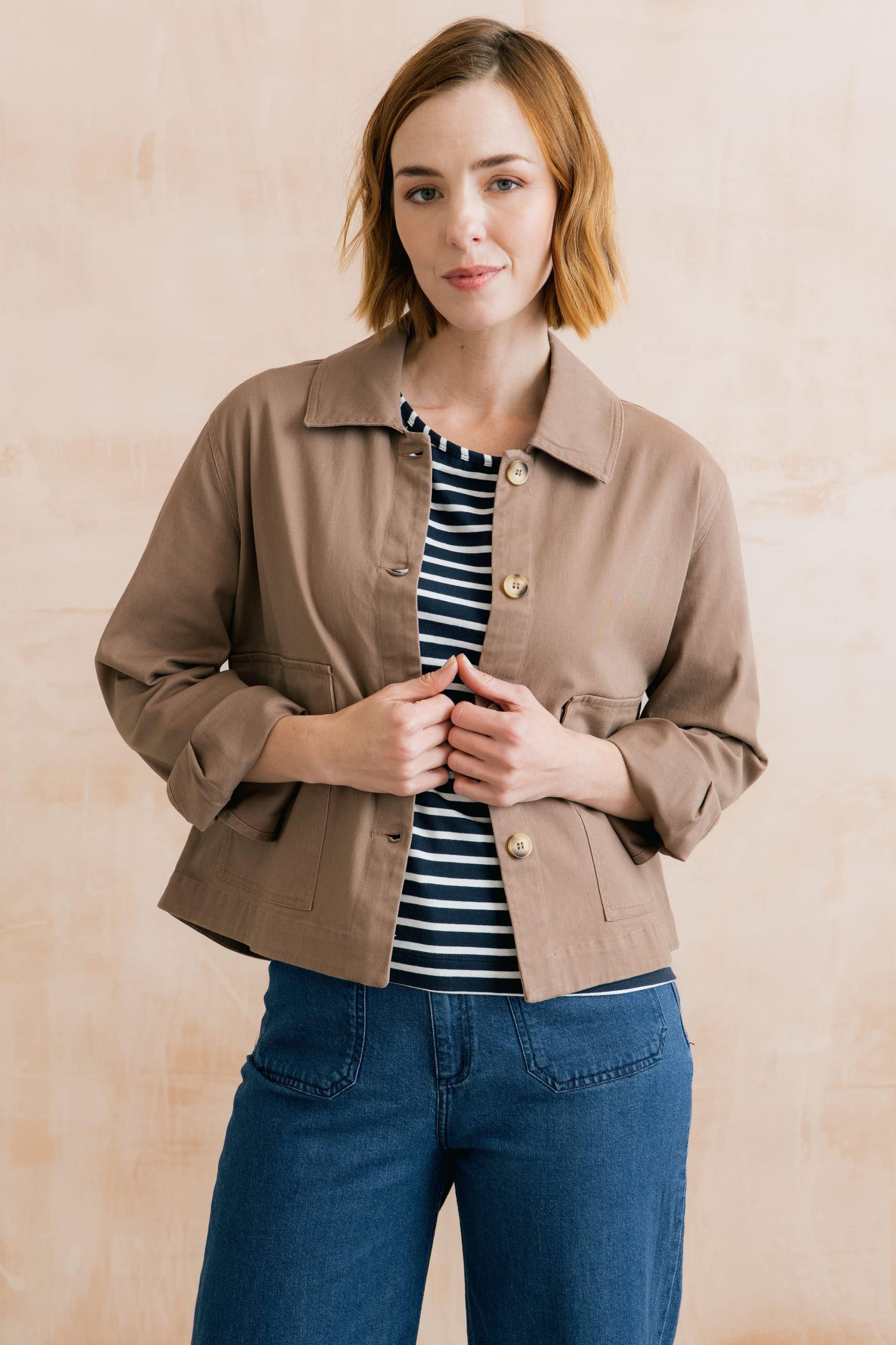 Lily & Me Lily & Me Women's Effie Stretch Cotton Twill Jacket in Brown - 4