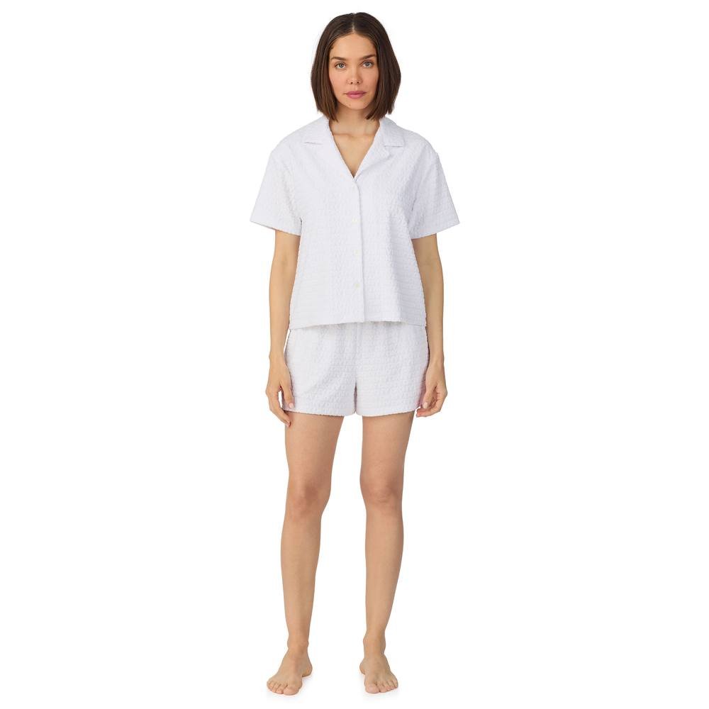 DKNY DKNY Women's Short sleeve notch top & boxer sleep set in white logo - 2