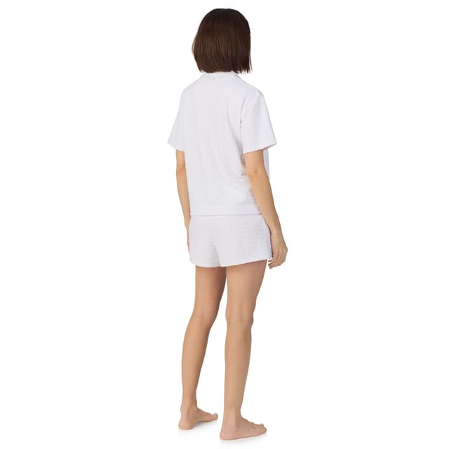 DKNY DKNY Women's Short sleeve notch top & boxer sleep set in white logo - 2