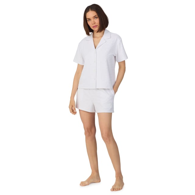 DKNY DKNY Women's Short sleeve notch top & boxer sleep set in white logo - 3