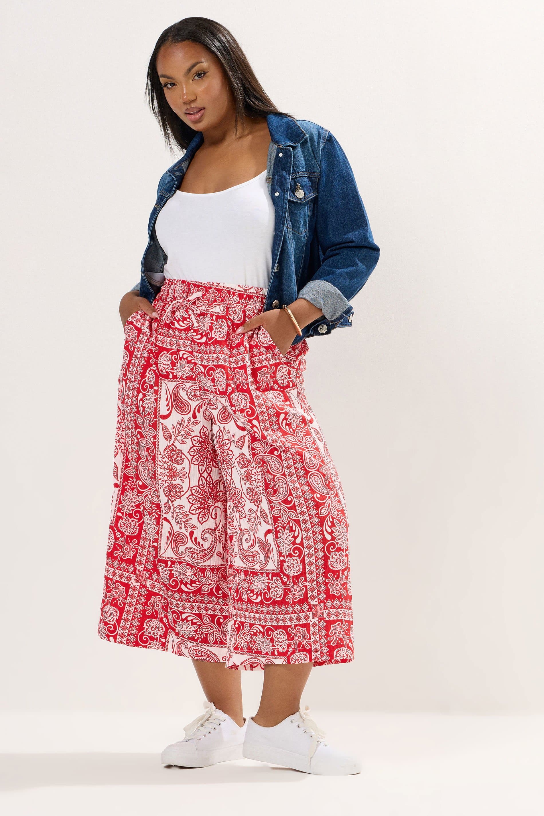 Yours Plus Size Red Paisley Midaxi Culottes