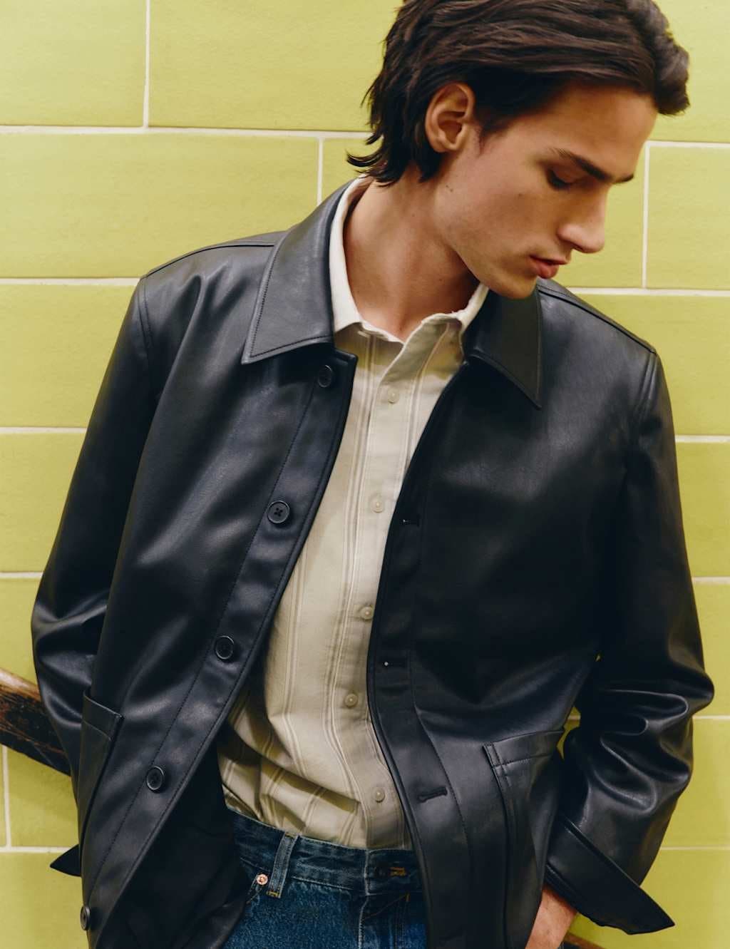 Marks & Spencer M&S Faux Leather Chore Jacket Black