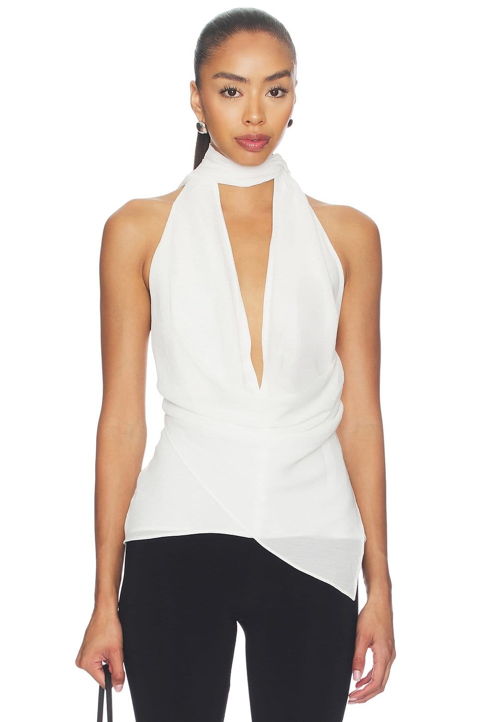 Revolve Josephine White Halter Neckline Top