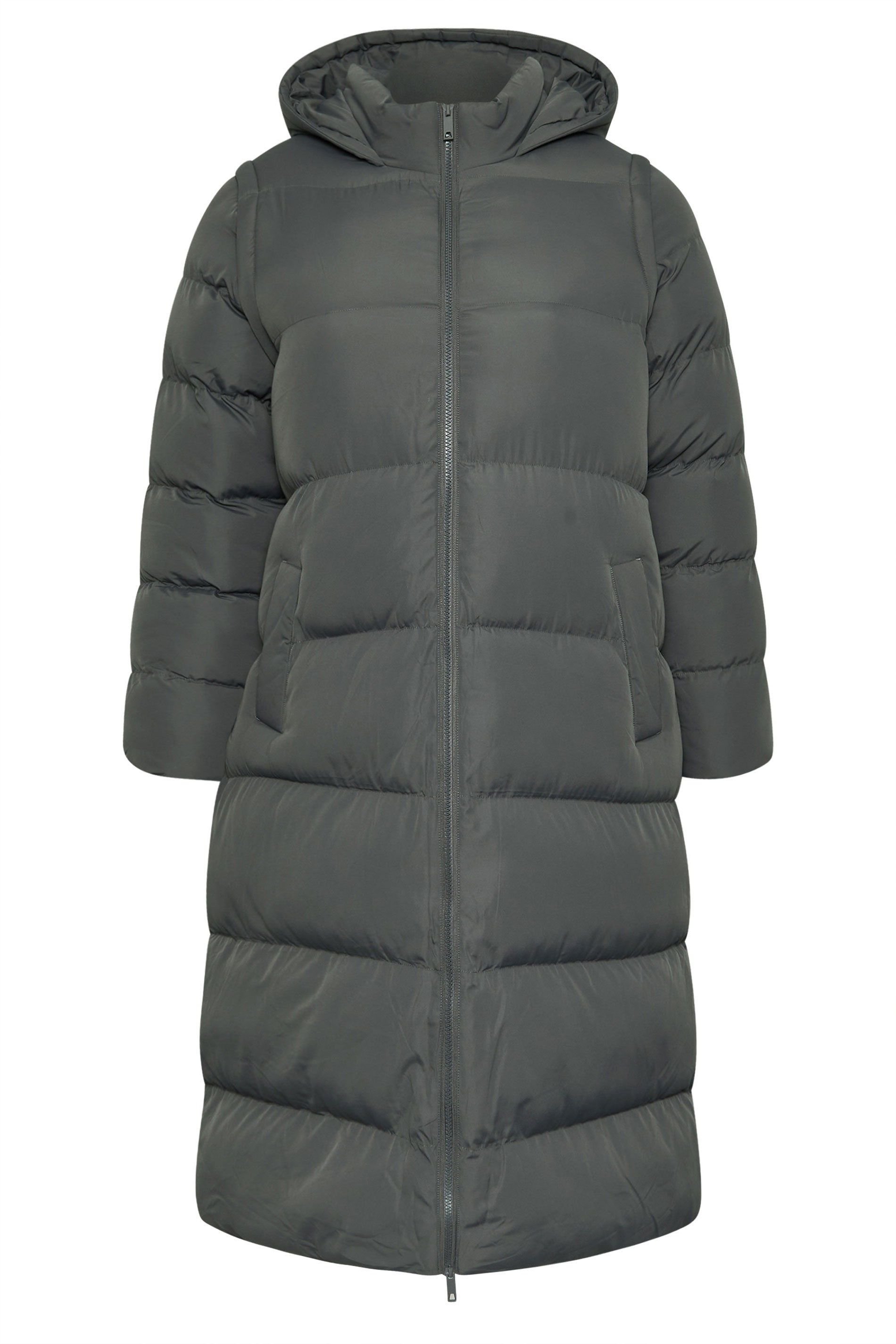 Yours Yours Women's Padded 2-in-1 Puffer Coat in Grey - 2