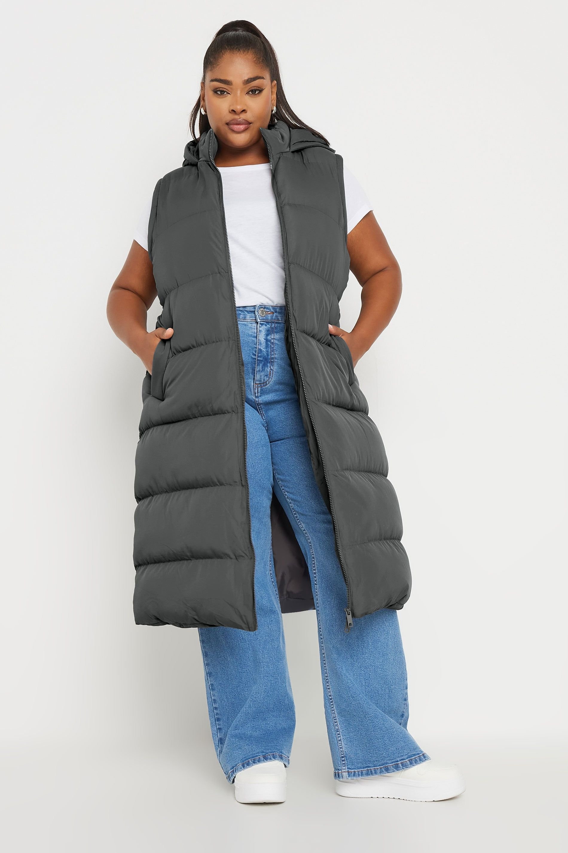Yours Yours Women's Padded 2-in-1 Puffer Coat in Grey - 4