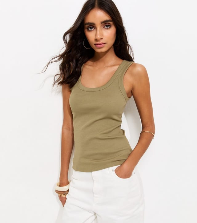 New Look Women's Light Khaki Wide Trim Scoop Vest Top New Look - 2