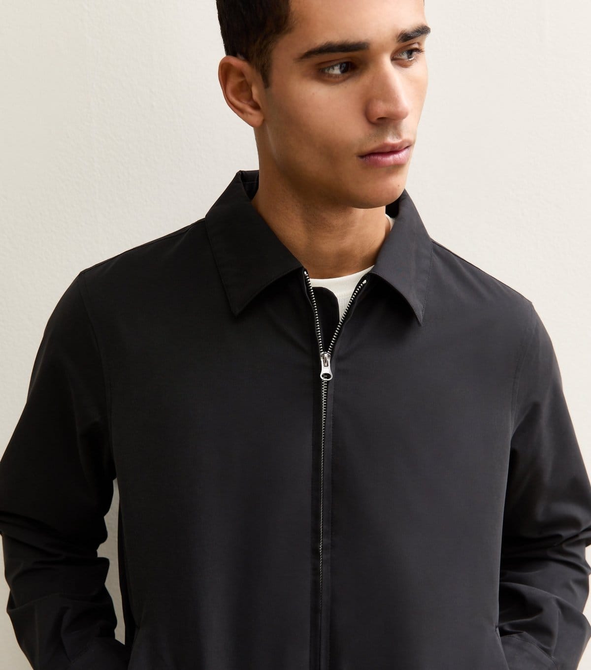 New Look Men's Black Regular Zip Up Collared Jacket
