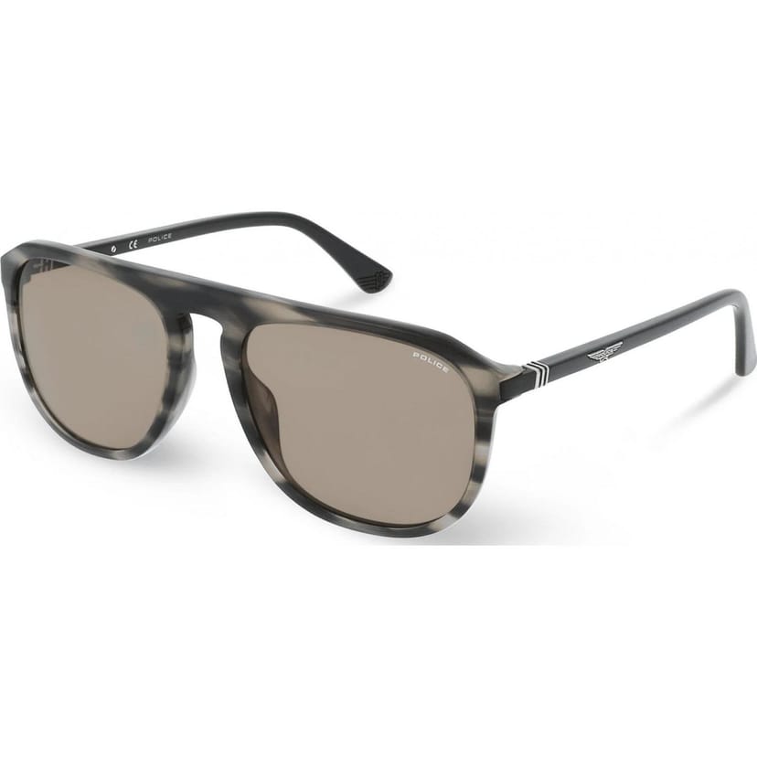 Police Police Men's SPLE06-5606K3 Square/Rectangle Sunglasses in Brown - 1