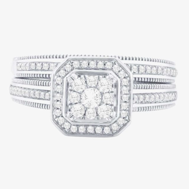 T.H.Baker T.H.Baker Women's 9ct White Gold 0.33ct Diamond Square Cluster Bridal Set TH0117012 L in Silver - 2