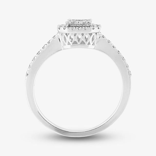 T.H.Baker T.H.Baker Women's 9ct White Gold 0.33ct Diamond Square Cluster Bridal Set TH0117012 L in Silver - 3