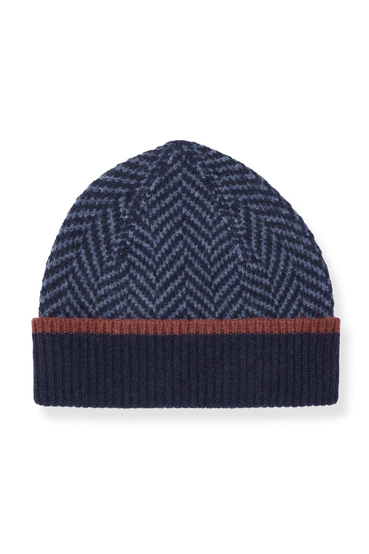 Celtic & Co Celtic & Co Men's Chevron Beanie in Dark Navy