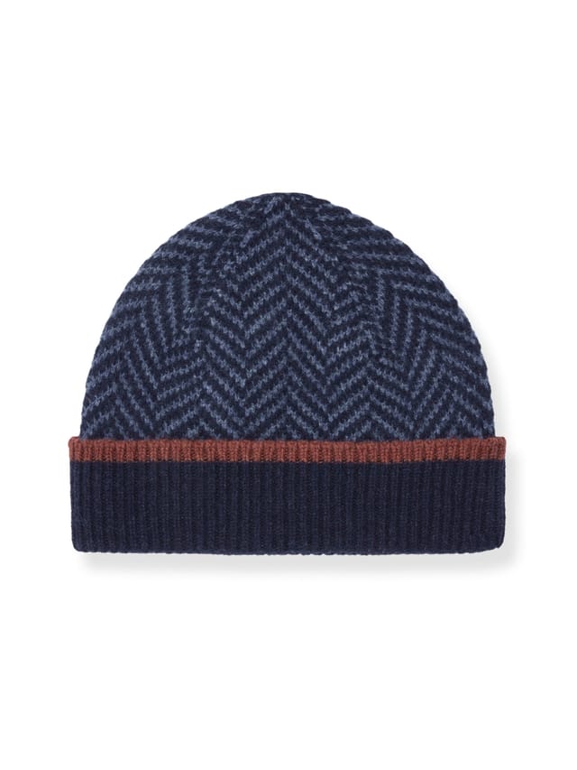 Celtic & Co Celtic & Co Men's Chevron Beanie in Dark Navy - 2