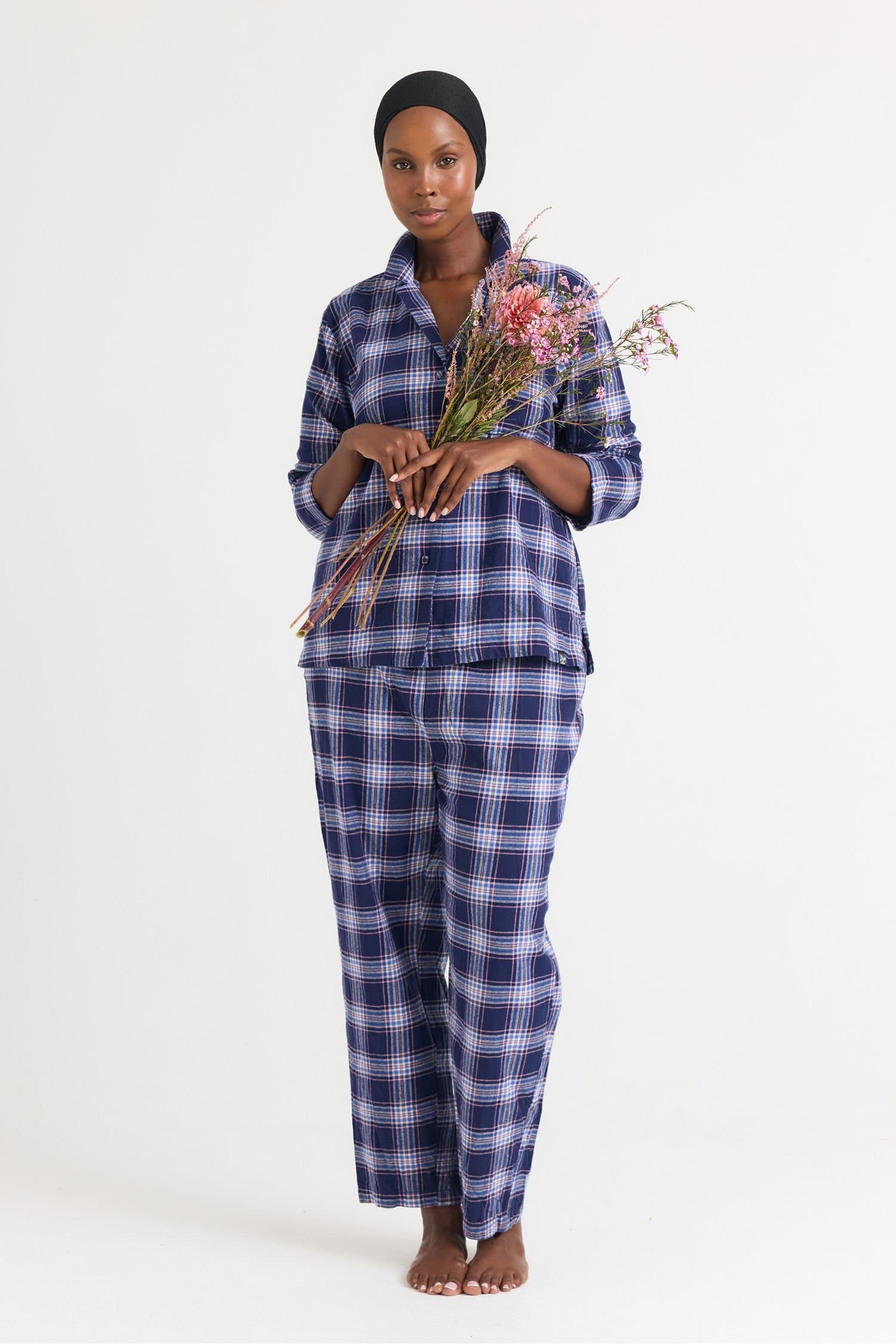 Pretty You London Pretty You London Women's Plaid Pyjama Set in Midnight