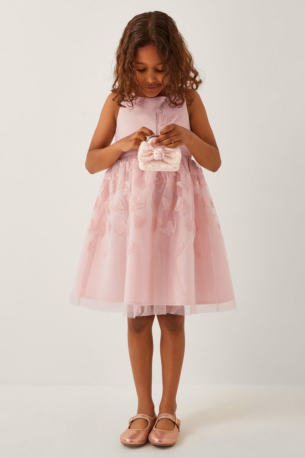 Monsoon Monsoon Women's Mapel Butterfly Tulle Dress Natural in Pink