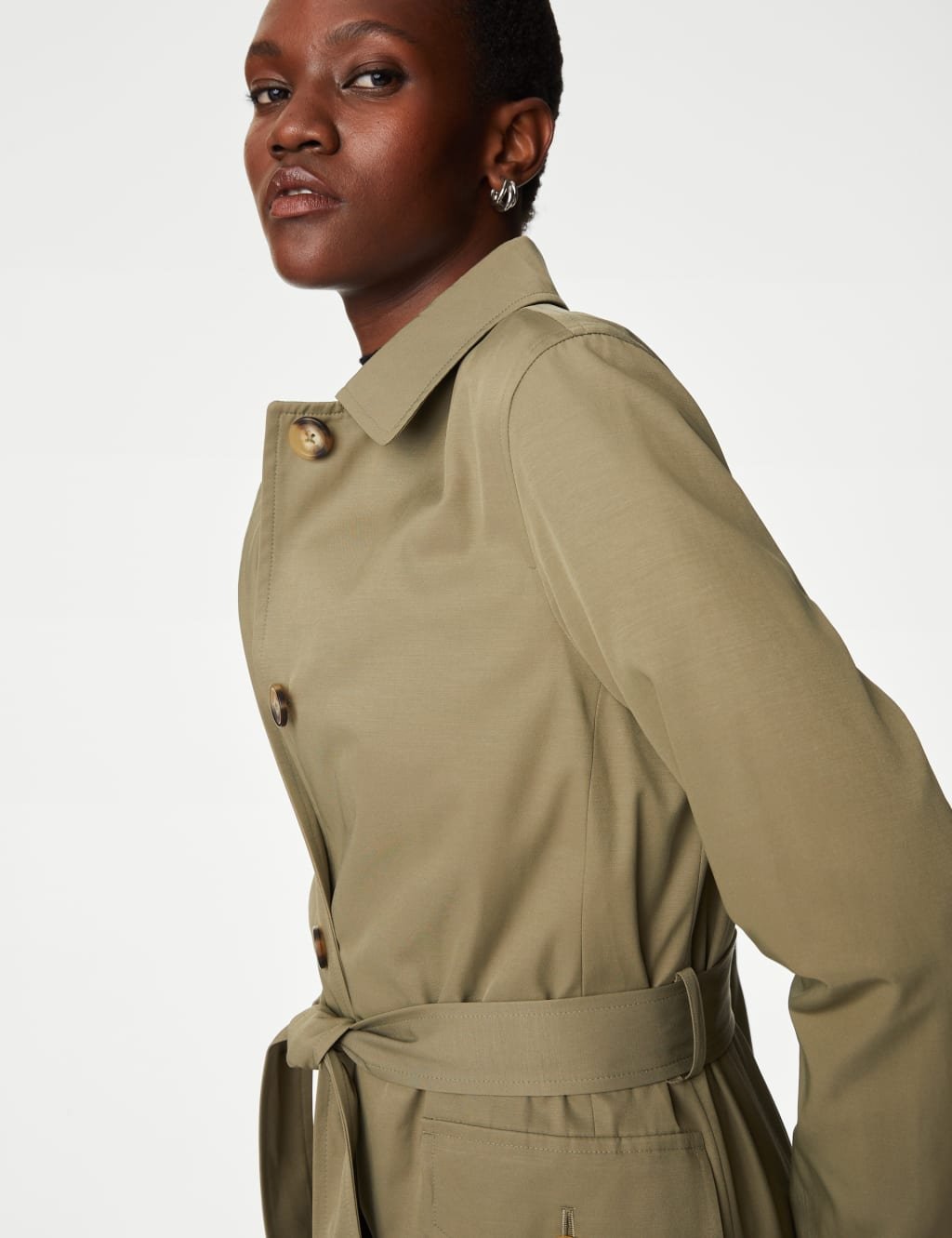 Marks & Spencer M&S Stormwear™ Belted Single Breasted Trench Coat Faded Khaki - 4