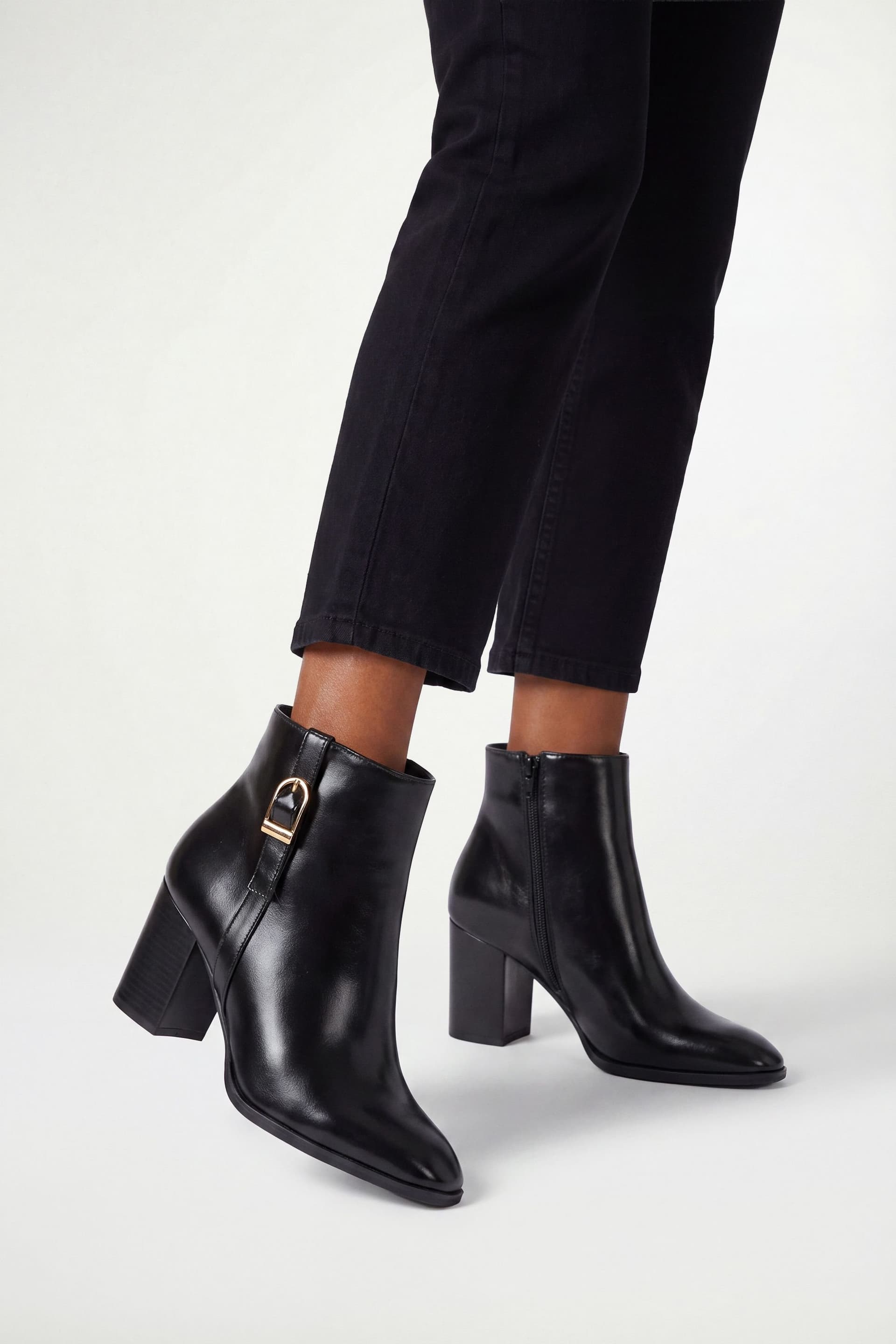 Wallis Wallis Women's Sophie Faux Leather Buckle Detail Ankle Boots in Black
