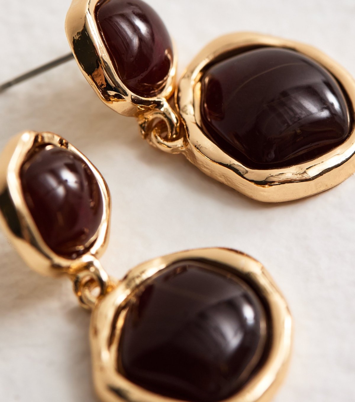 New Look Gold Tone Brown Enamel Round Drop Earrings New Look - 4