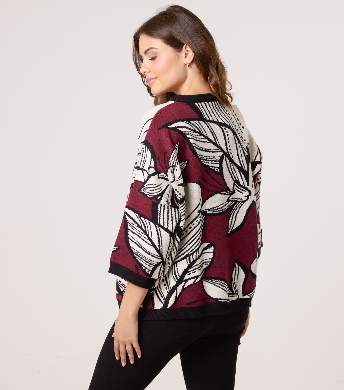 Blue Vanilla Women's Burgundy Floral Pattern Jumper Blue Vanilla New Look - 4