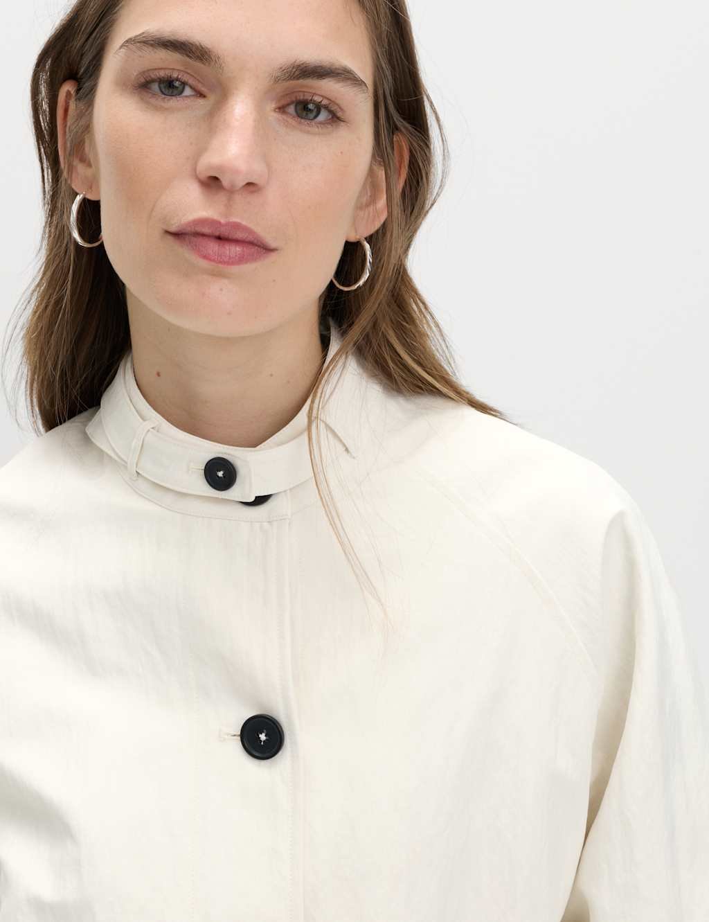 Marks & Spencer M&S Washed Satin Look Bomber Jacket Ecru - 2