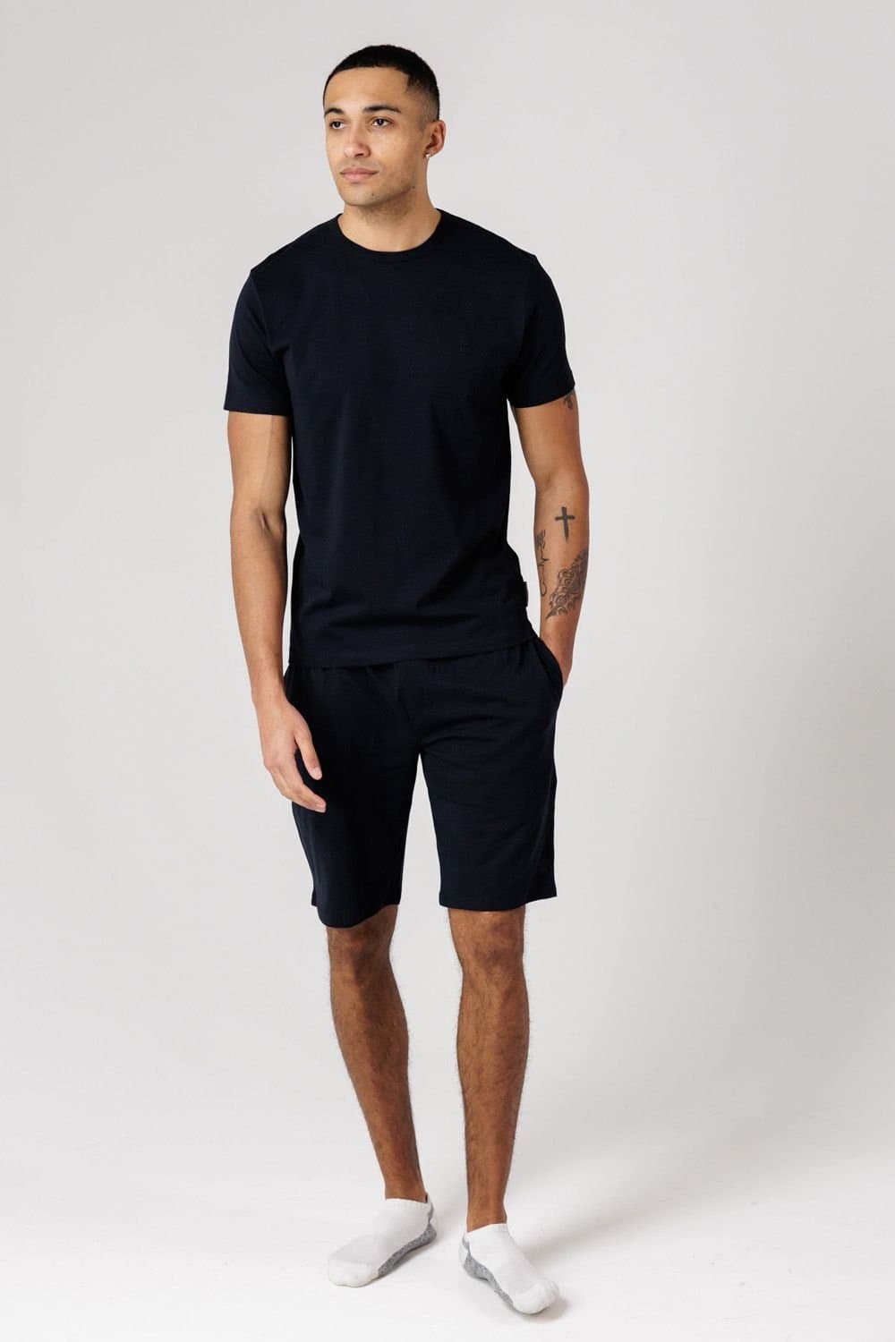 French Connection French Connection Men's Cotton T-Shirt & Shorts Co Ord Set in Navy
