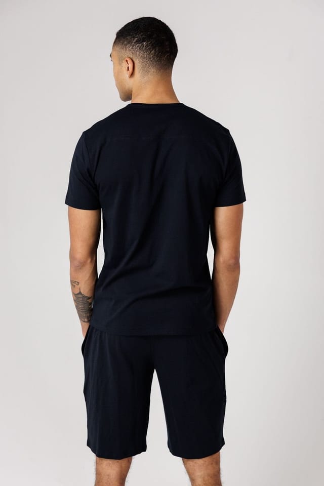 French Connection French Connection Men's Cotton T-Shirt & Shorts Co Ord Set in Navy - 2