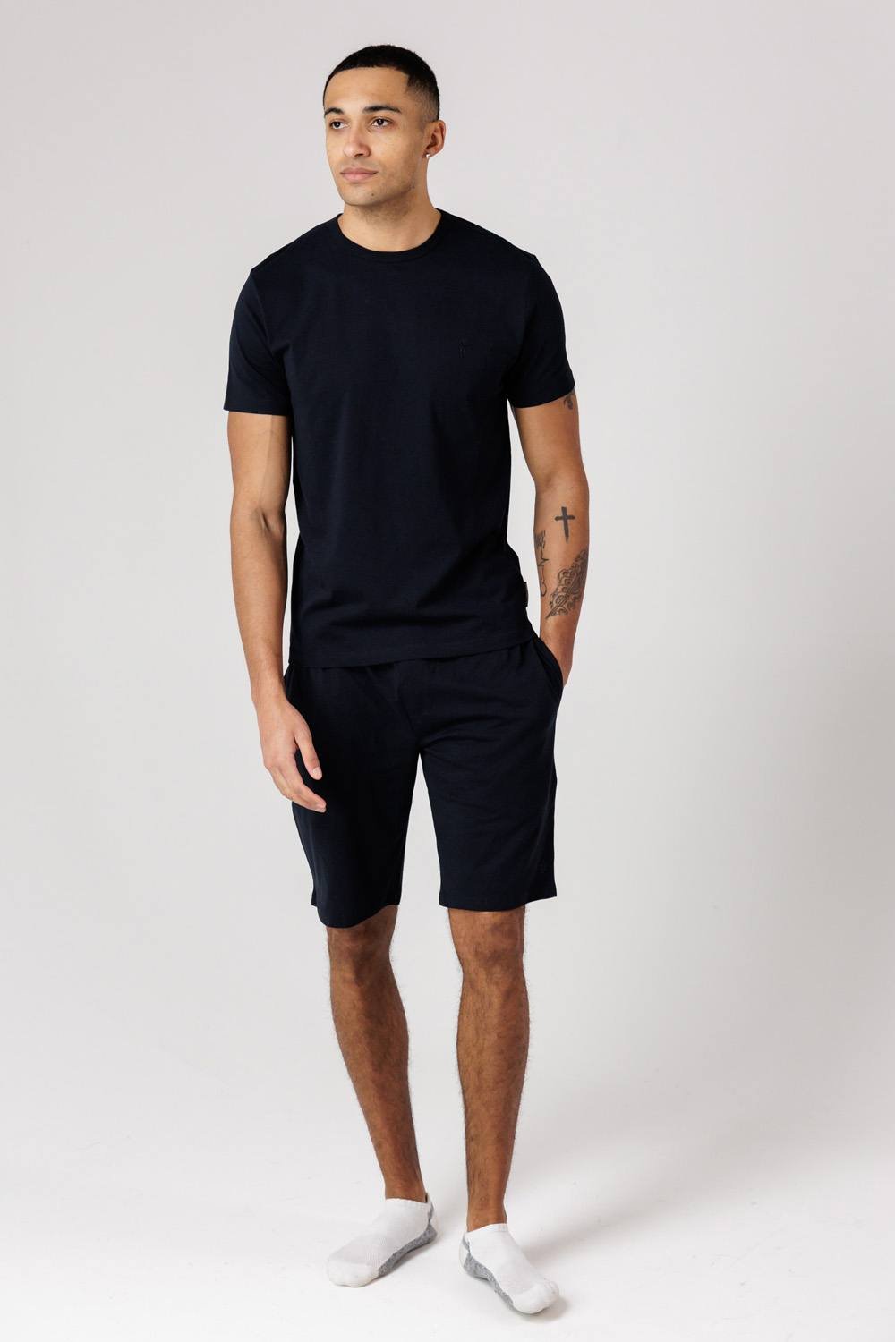 French Connection French Connection Men's Cotton T-Shirt & Shorts Co Ord Set in Navy - 3